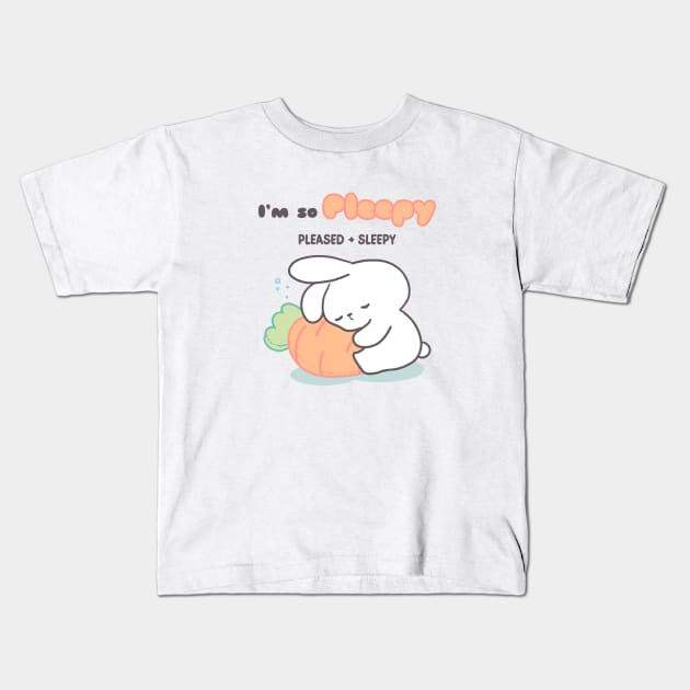 Cute Bunny, sleeping rabbit, sleepy bunny Kids T-Shirt by LoppiTokki